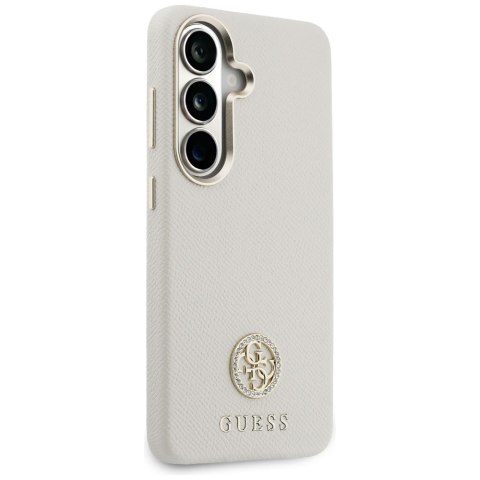 Etui Guess Rhinestone Round Logo MagSafe do Samsung Galaxy S26 beżowy