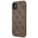 Guess GUHCN61G4GFBR iPhone 11 6,1" brązowy/brown hard case 4G Metal Gold Logo