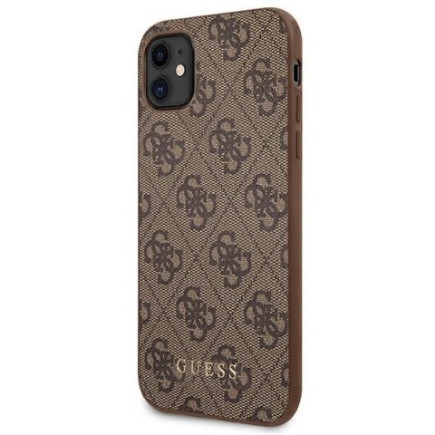 Guess GUHCN61G4GFBR iPhone 11 6,1" brązowy/brown hard case 4G Metal Gold Logo
