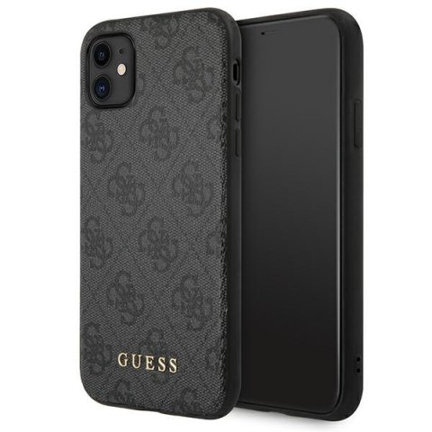 Guess GUHCN61G4GFGR iPhone 11 6,1" szary/grey hard case 4G Metal Gold Logo