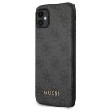 Guess GUHCN61G4GFGR iPhone 11 6,1" szary/grey hard case 4G Metal Gold Logo