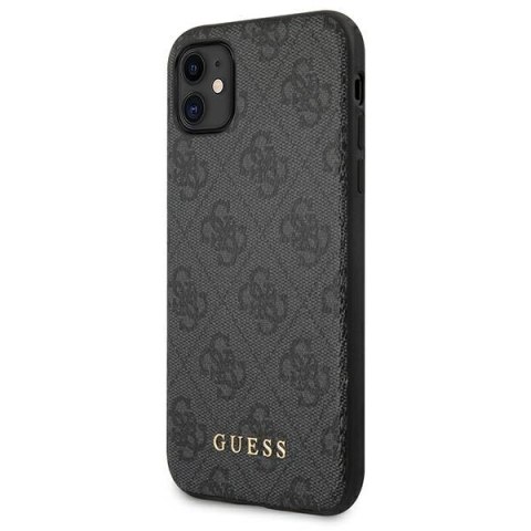 Guess GUHCN61G4GFGR iPhone 11 6,1" szary/grey hard case 4G Metal Gold Logo
