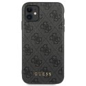 Guess GUHCN61G4GFGR iPhone 11 6,1" szary/grey hard case 4G Metal Gold Logo