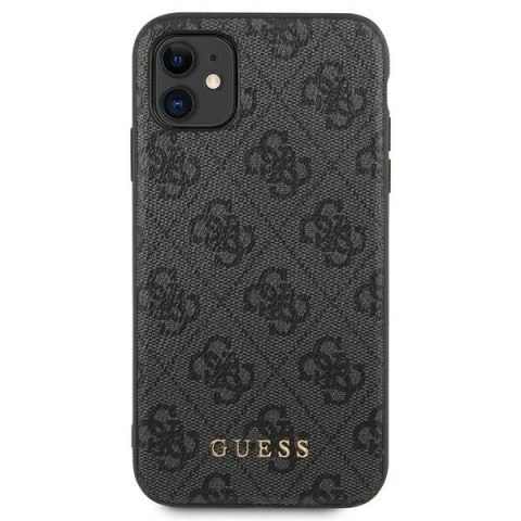Guess GUHCN61G4GFGR iPhone 11 6,1" szary/grey hard case 4G Metal Gold Logo