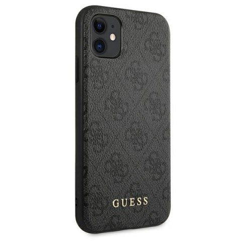 Guess GUHCN61G4GFGR iPhone 11 6,1" szary/grey hard case 4G Metal Gold Logo