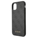 Guess GUHCN61G4GFGR iPhone 11 6,1" szary/grey hard case 4G Metal Gold Logo
