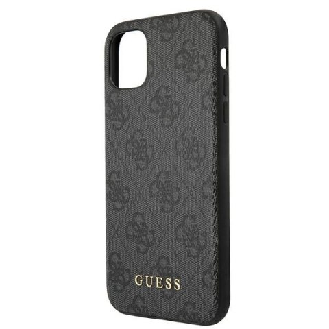 Guess GUHCN61G4GFGR iPhone 11 6,1" szary/grey hard case 4G Metal Gold Logo