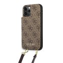 Guess GUHCP12MCB4GB iPhone 12 / 12 Pro 6,1" brązowy/brown hardcase 4G Crossbody Cardslot