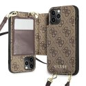 Guess GUHCP12MCB4GB iPhone 12 / 12 Pro 6,1" brązowy/brown hardcase 4G Crossbody Cardslot