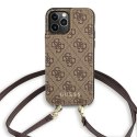 Guess GUHCP12MCB4GB iPhone 12 / 12 Pro 6,1" brązowy/brown hardcase 4G Crossbody Cardslot