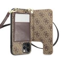 Guess GUHCP12MCB4GB iPhone 12 / 12 Pro 6,1" brązowy/brown hardcase 4G Crossbody Cardslot