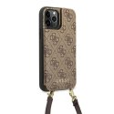 Guess GUHCP12MCB4GB iPhone 12 / 12 Pro 6,1" brązowy/brown hardcase 4G Crossbody Cardslot