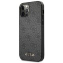 Guess GUHCP12MG4GFGR iPhone 12 / 12 Pro 6,1" szary/grey hard case 4G Metal Gold Logo