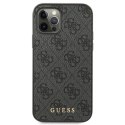 Guess GUHCP12MG4GFGR iPhone 12 / 12 Pro 6,1" szary/grey hard case 4G Metal Gold Logo