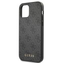 Guess GUHCP12MG4GFGR iPhone 12 / 12 Pro 6,1" szary/grey hard case 4G Metal Gold Logo