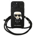 Karl Lagerfeld KLHCP13XCMNIPK iPhone 13 Pro Max 6,7" hardcase czarny/black Leather Monogram Patch and Cord Iconik