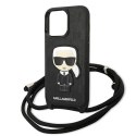 Karl Lagerfeld KLHCP13XCMNIPK iPhone 13 Pro Max 6,7" hardcase czarny/black Leather Monogram Patch and Cord Iconik