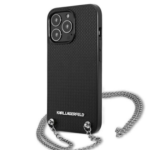 Karl Lagerfeld KLHCP13LPMK iPhone 13 Pro / 13 6,1" hardcase czarny/black Leather Textured and Chain