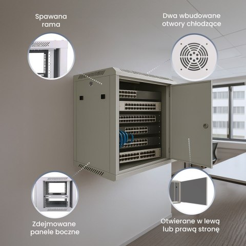 EXTRALINK SZAFA RACK WISZĄCA 6U 600X600 SZARA