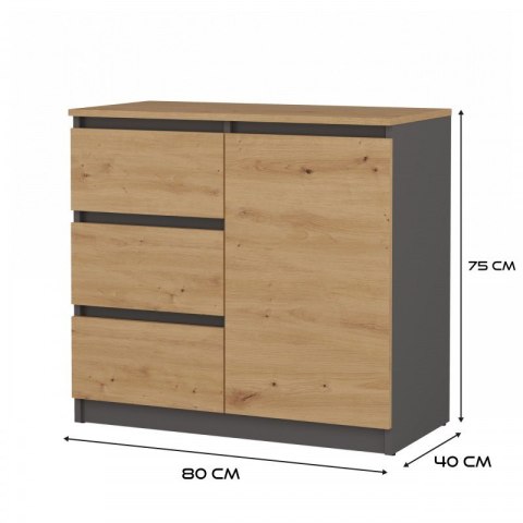 KOMODA 1 DRZWI 3 SZUFLADY ANT/ART BLAT ART KOMPLET