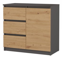 KOMODA 1 DRZWI 3 SZUFLADY ANTRACYT/ARTISAN KOMPLET