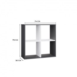 REGAŁ MALAX 2X2 ANTRACYT/BIEL