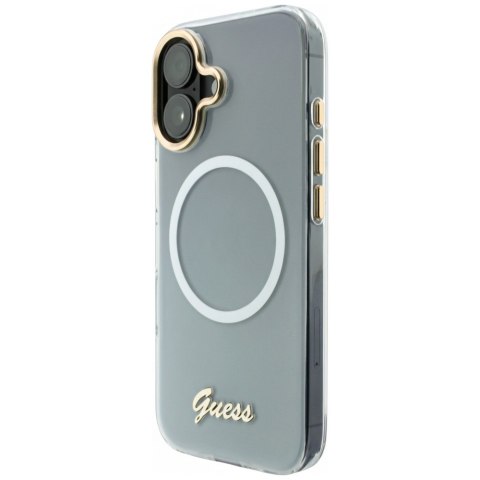 Etui Guess IML Gradient Script Metal MagSafe do iPhone 17 biały