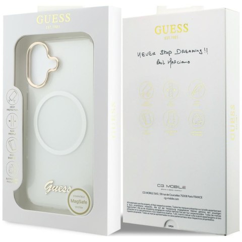 Etui Guess IML Gradient Script Metal MagSafe do iPhone 17 biały
