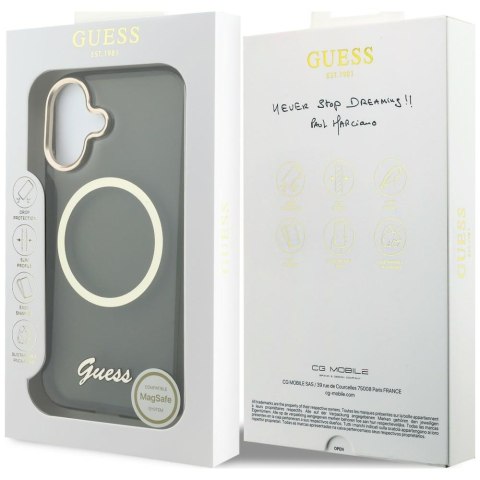 Etui Guess IML Script Metal MagSafe do iPhone 17 czarny