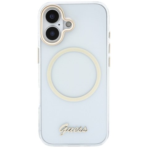 Etui Guess IML Script Metal MagSafe do iPhone 17 przezroczysty
