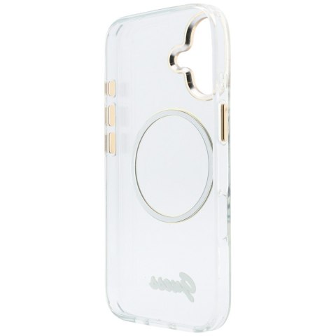 Etui Guess IML Script Metal MagSafe do iPhone 17 przezroczysty