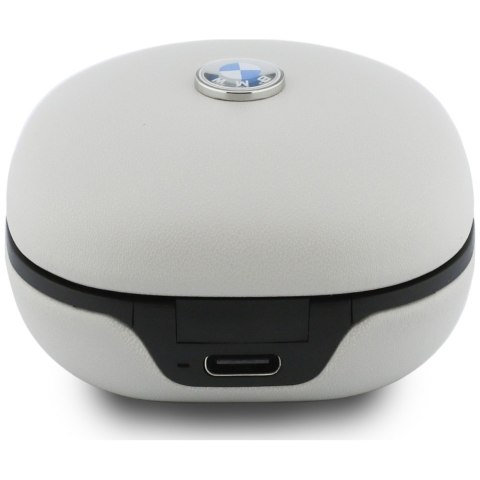 Słuchawki Bluetooth TWS BMW Leather Metal Logo ENC taupe