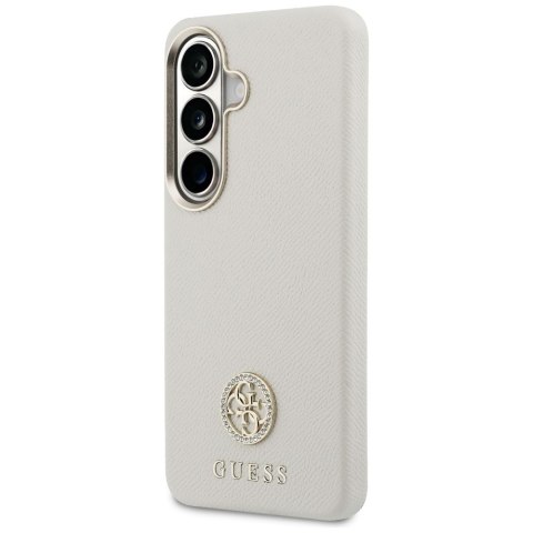 Etui Guess Rhinestone Round Logo MagSafe do Samsung Galaxy S26+ beżowy
