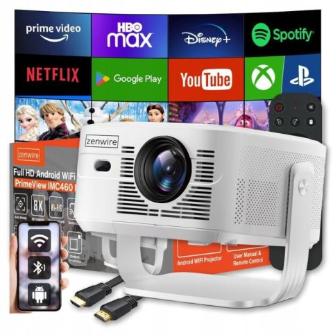 Mini Projektor Przenośny Rzutnik Android 14 WiFi Zenwire PrimeView IMC460 Pro