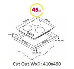 Simfer | H4.305.HGSSP | Hob | Gas on glass | Number of burners/cooking zones 3 | Rotary knobs | Black