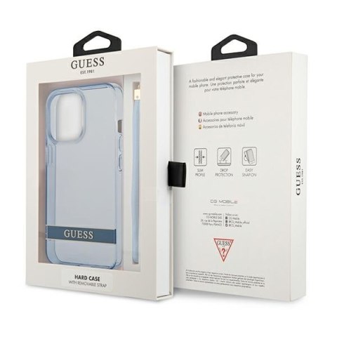 Guess GUHCP13LHTSGSB iPhone 13 Pro / 13 6,1" niebieski/blue hardcase Translucent Stap