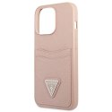 Guess GUHCP13LPSATPP iPhone 13 Pro / 13 6,1" różowy/pink hardcase SaffianoTriangle Logo Cardslot