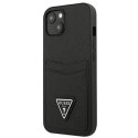 Guess GUHCP13SPSATPK iPhone 13 mini 5,4" czarny/black hardcase SaffianoTriangle Logo Cardslot