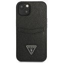 Guess GUHCP13SPSATPK iPhone 13 mini 5,4" czarny/black hardcase SaffianoTriangle Logo Cardslot