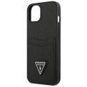 Guess GUHCP13SPSATPK iPhone 13 mini 5,4" czarny/black hardcase SaffianoTriangle Logo Cardslot