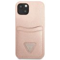 Guess GUHCP13SPSATPP iPhone 13 mini 5,4" różowy/pink hardcase SaffianoTriangle Logo Cardslot