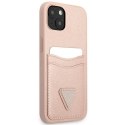 Guess GUHCP13SPSATPP iPhone 13 mini 5,4" różowy/pink hardcase SaffianoTriangle Logo Cardslot