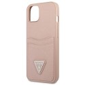 Guess GUHCP13SPSATPP iPhone 13 mini 5,4" różowy/pink hardcase SaffianoTriangle Logo Cardslot