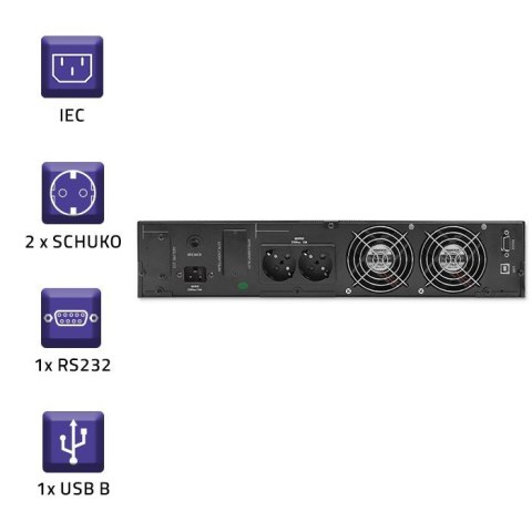 Qoltec Zasilacz awaryjny UPS RACK 2kVA 1600W LCD
