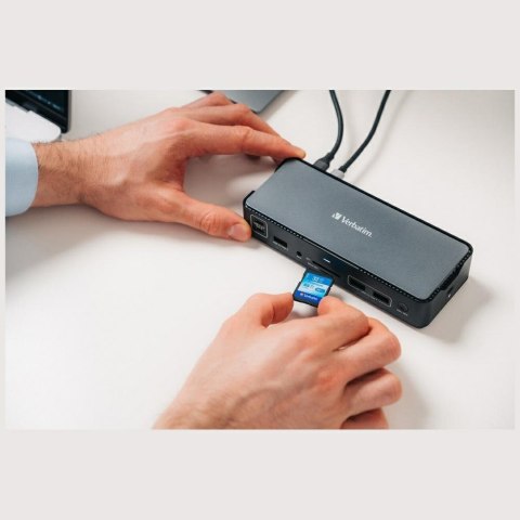 Adapter Verbatim stacja dokująca Pro 15w1 2xHDMI/1xRJ45/4xUSB-A/4xUSB-C/1xSD/1xmicroSD/1xAudio/1xDisplayPort szary 32171