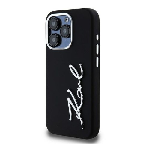 Etui Karl Lagerfeld Silicone Metal Script Logo do iPhone 15 Pro Max czarny