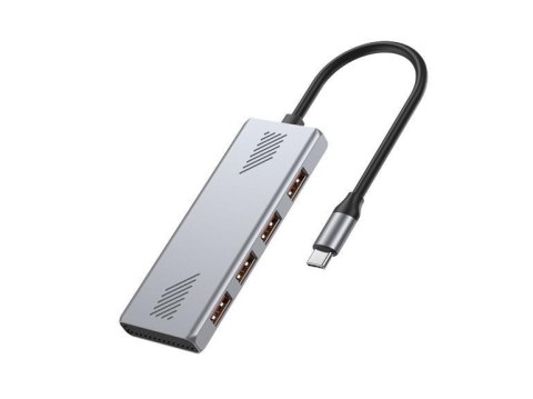 HUB USB-C 4 portowy (4 x USB-A) Gembird srebrny