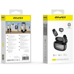 Bezprzewodowy Mikrofon Krawatowy AWEI MK5 Duo Ai-Voice czarny