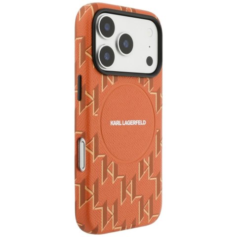 Etui Karl Lagerfeld Monogram logo MagSafe do iPhone 17 Pro Max pomarańczowy