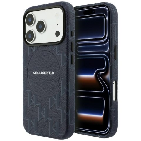 Etui Karl Lagerfeld Monogram logo MagSafe do iPhone 17 Pro niebieski